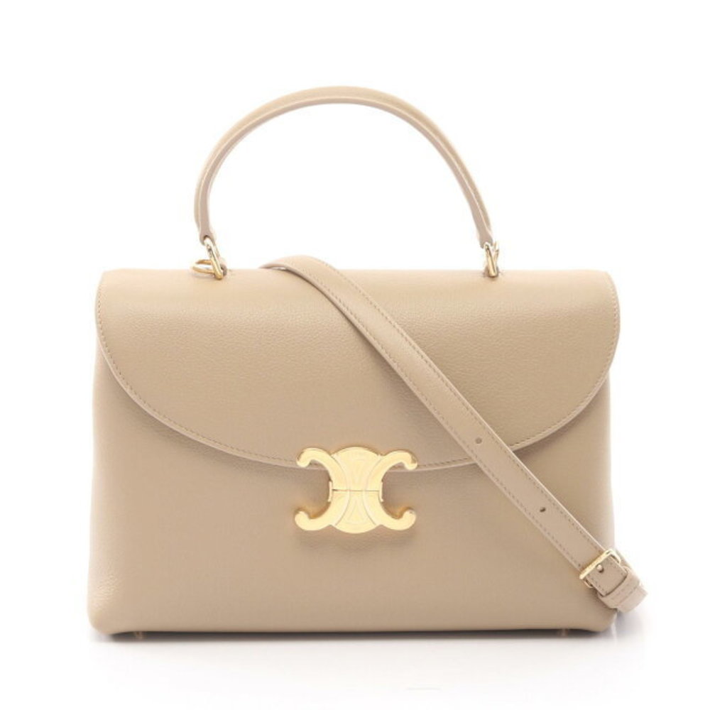 Celine Nino Handbag Beige Leather